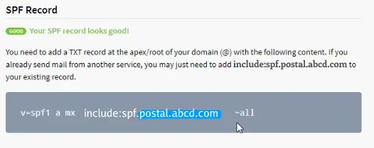 Postal SPF record