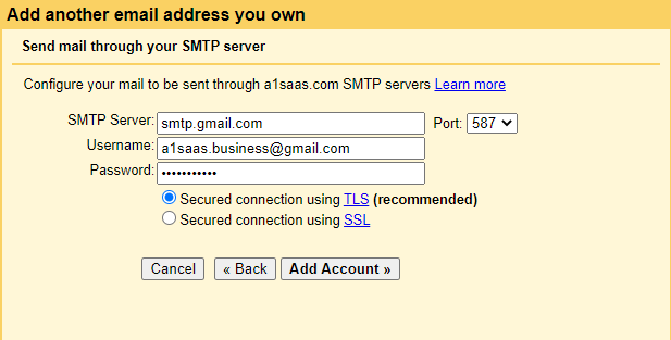 Add SMTP for other email addresses - Gmail