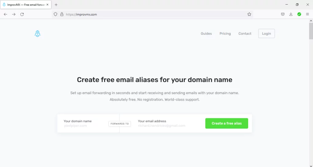 Free Business Email address with https://improvmx.com/