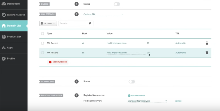 https://improvmx.com/ add MX records to Namecheap